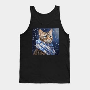 Bengal Cat In Snow Tank Top